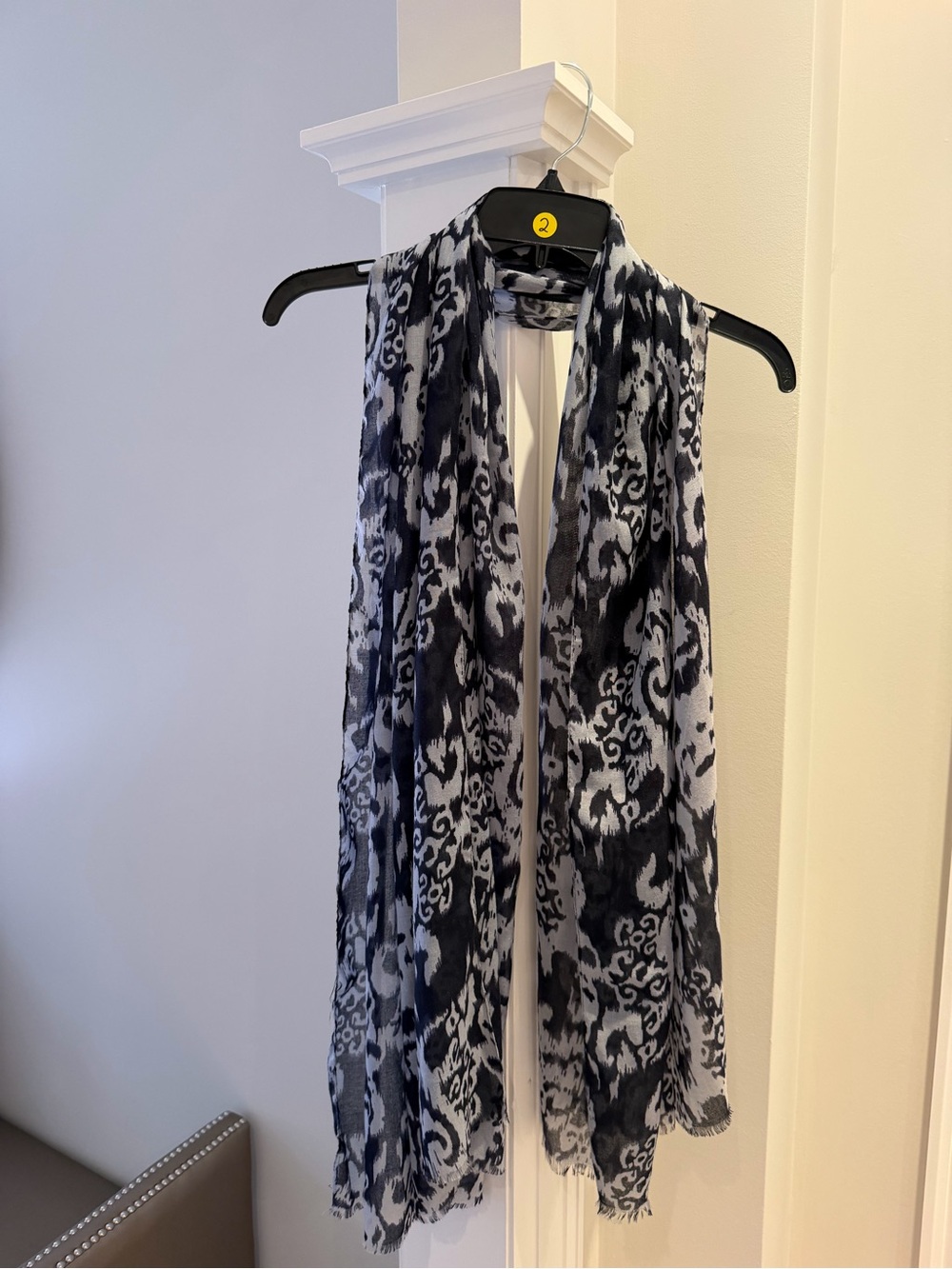 Mango Black and White Patterned Lightweight Scarf